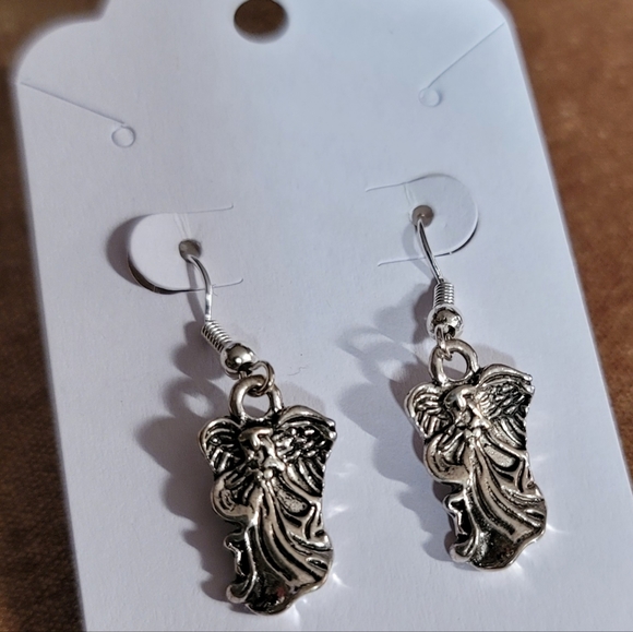 Handmade Sterling Silver Guardian Angel Earrings - Picture 4 of 6